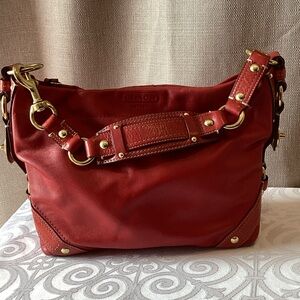 Coach Bold Red Leather Shoulder Bag